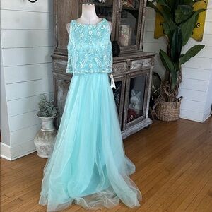 Mori Lee MADELAINE GARDNER MINT DRESS WEDDING BRIDESMAIDS 14 NEW